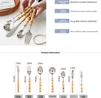 Sle l Wood Handle Dining Utensils Set