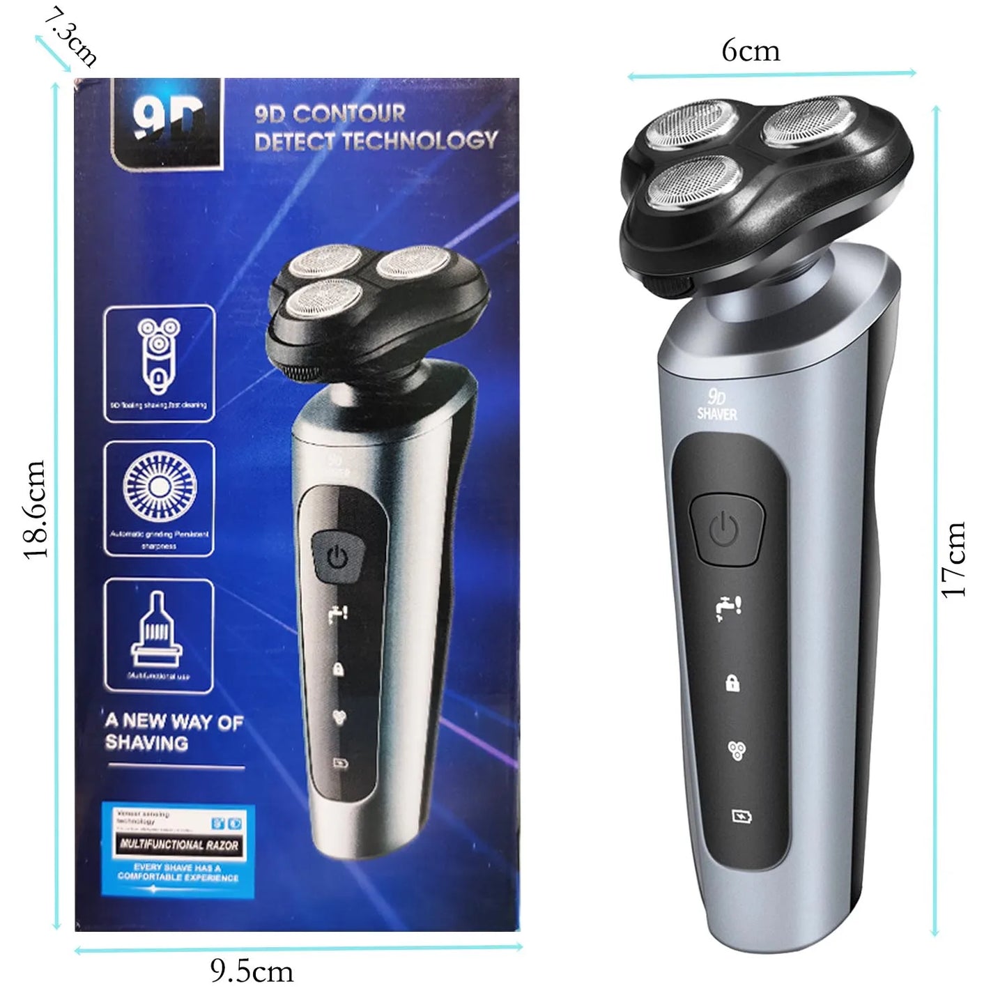 New 9D Man Electric Razor Face Shaver USB Full-body Trimmer