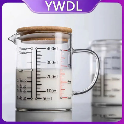 Heat-resistant Glass Measuring Cup With Wood Lid