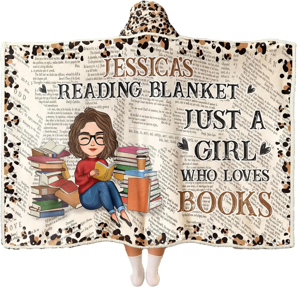 Personalized Wearable Hooded Blanket, Book Lovers Gifts