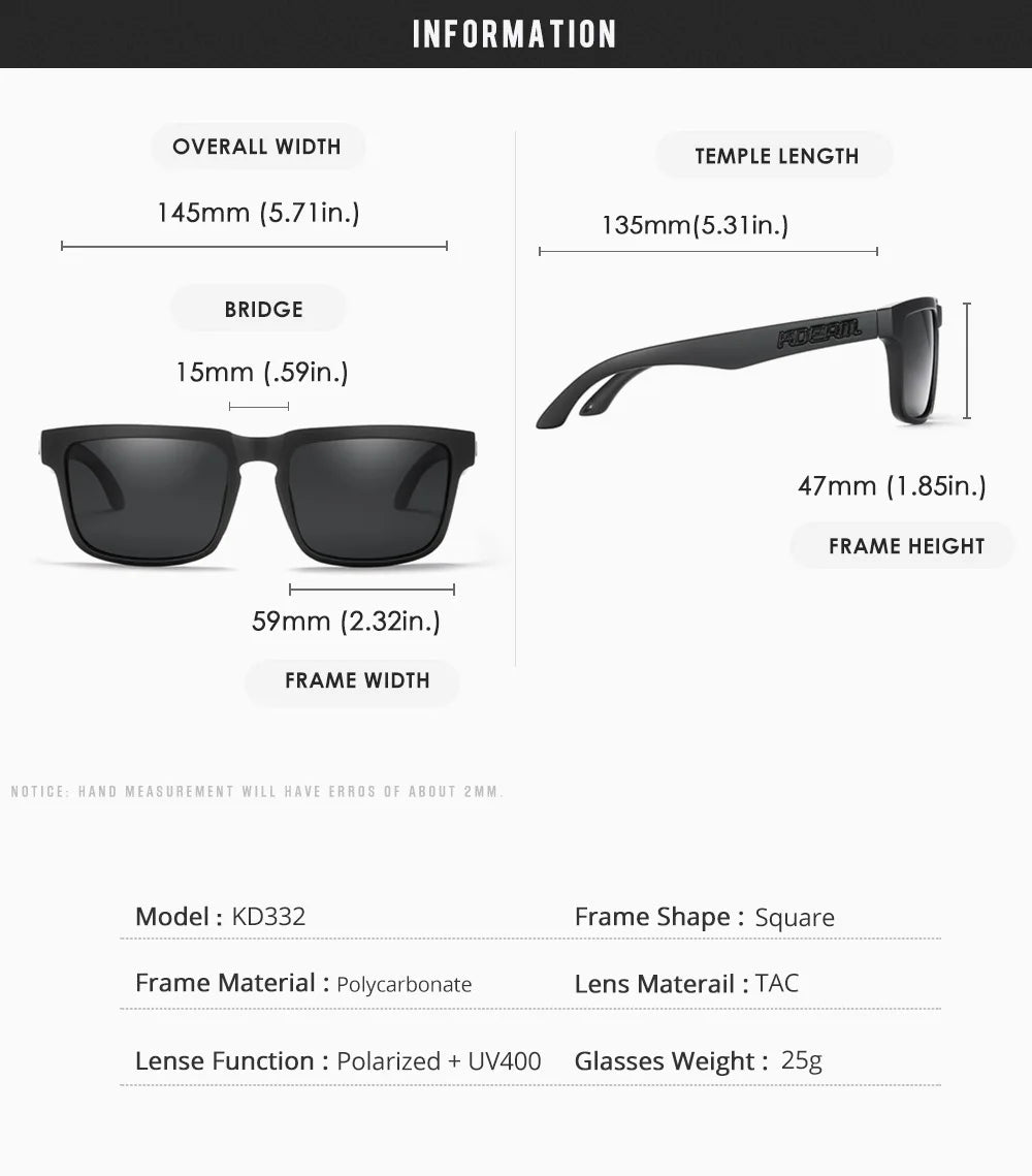 Kdeam Polarized Sunglasses for Men Women Eyewear