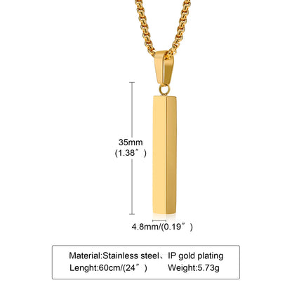Waterproof Pillar Necklaces for Men Women Stainless Steel