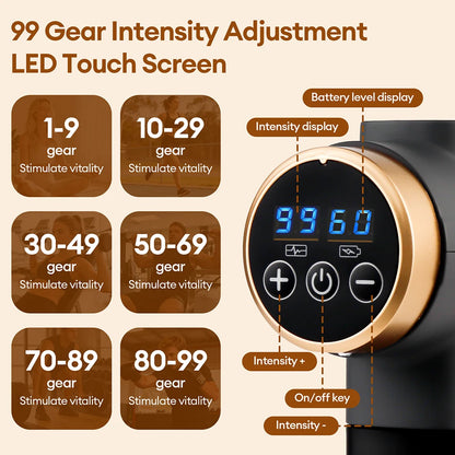 99 Level Electric Massage Gun Powerful Fascia Gun High-Frequency