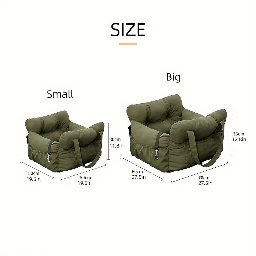 Dog Car Seat with Safety Belt - Non-Slip Pet Car Bed for Small Dogs,