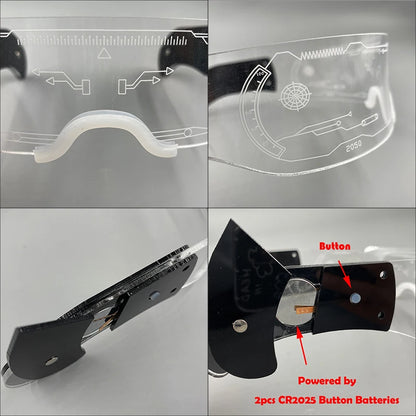 New Acrylic Luminous Glowing Cyberpunk Glasses LED Light