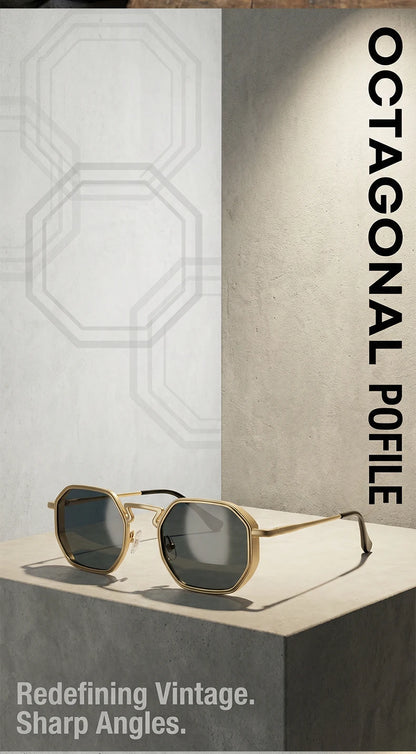 Small Frame Hexason Steampunk Sunglasses Men