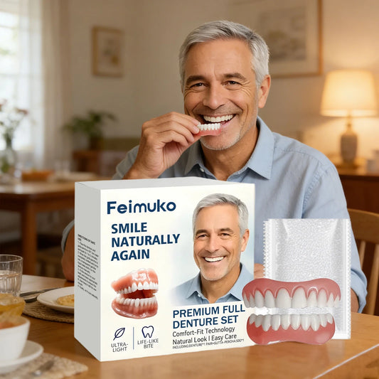 Dentures Full Set Natural Upper Lower Braces Silicone Denture Set