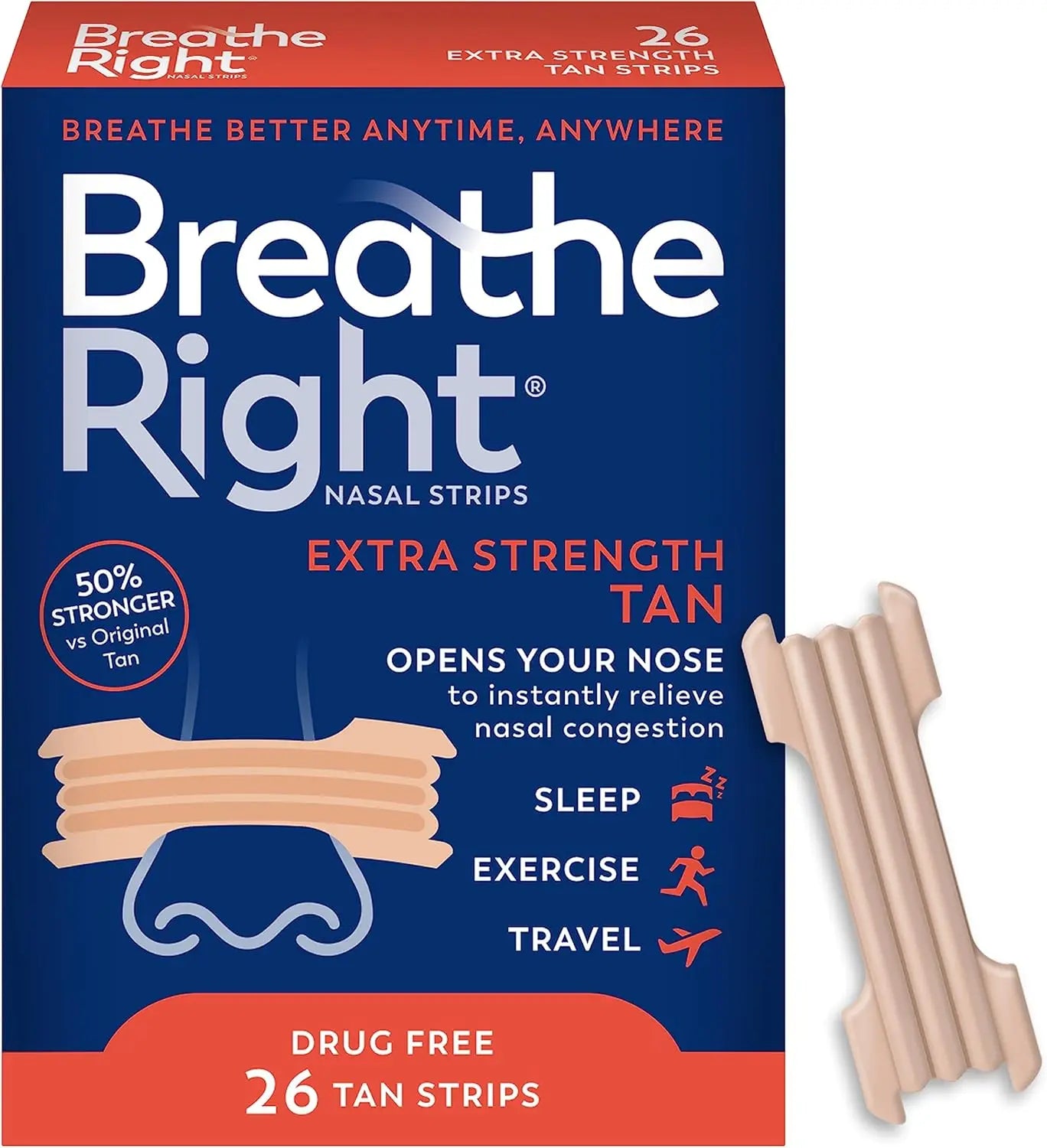 26/52/78 Pcs Breathe Right Nasal Strips