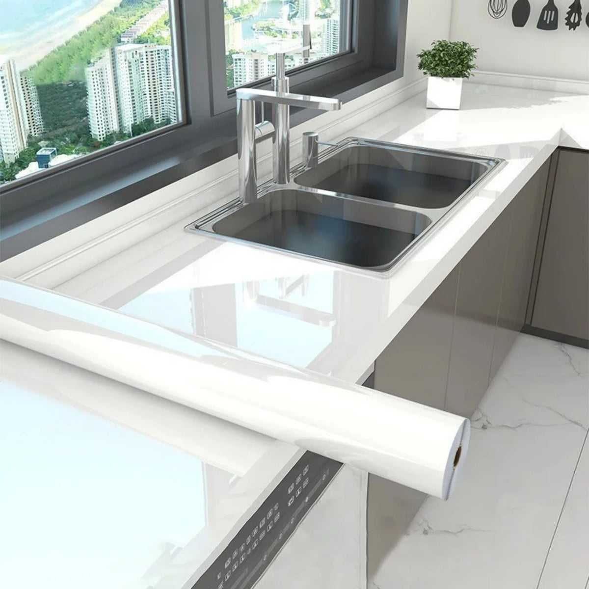 Marble Kitchen Oil-Proof Film Proof Self-Adhesive Wallpaper