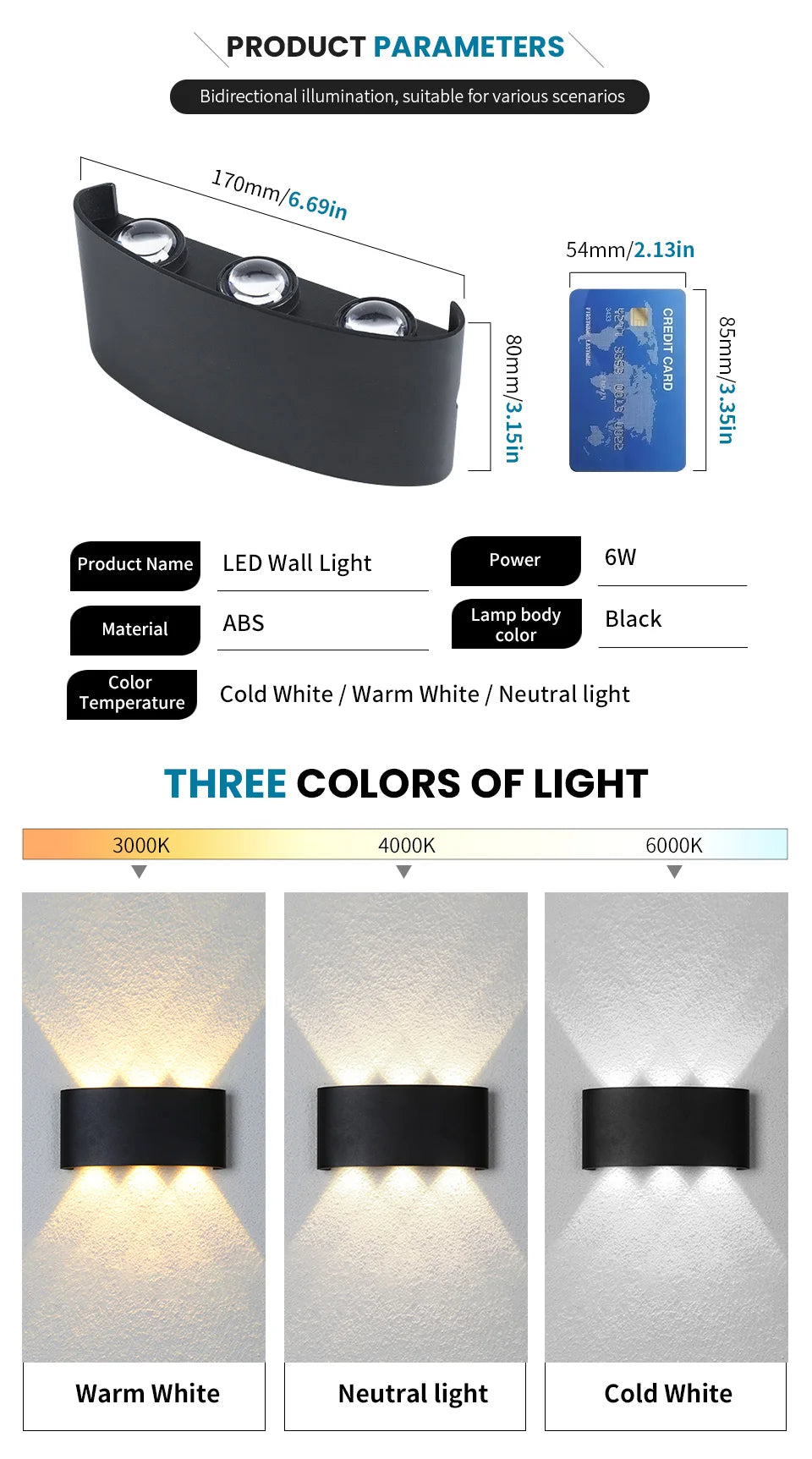 Led Wall Lamp Waterproof IP66 Up And Down Lighting Garden Decoration