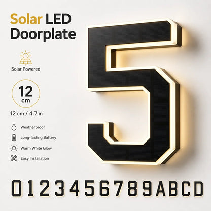 LED Solar House Number Light Waterproof Address Plate