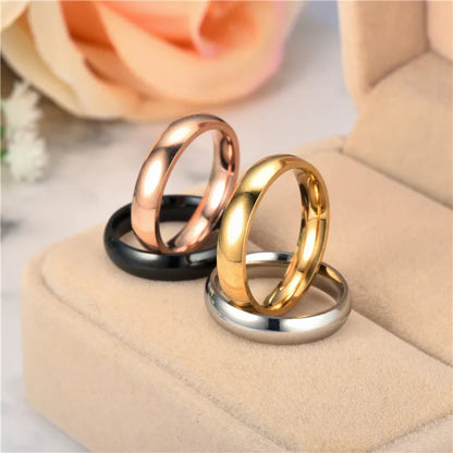 Simple 4mm 6mm Titanium Ring Women Men Prevent Allergy