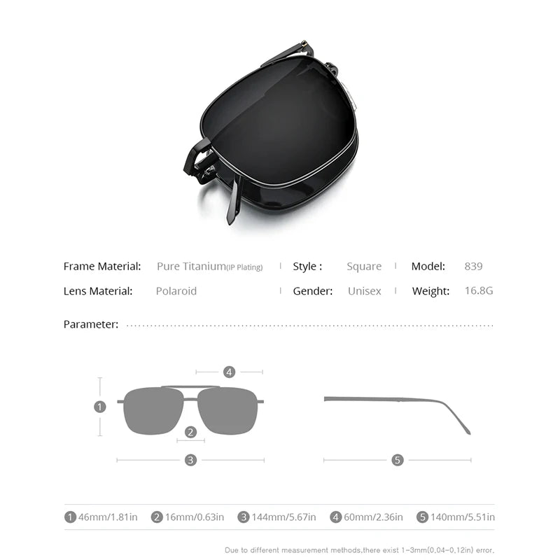 FONEX Pure Titanium Polarized Sunglasses Men Folding