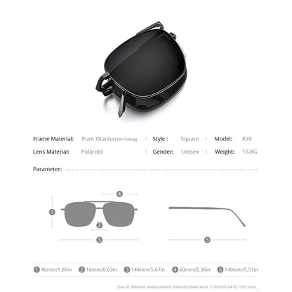FONEX Pure Titanium Polarized Sunglasses Men Folding
