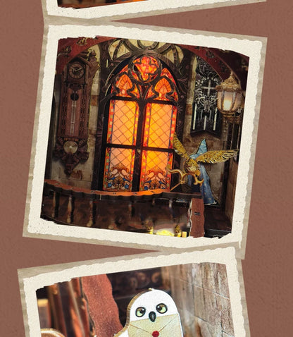 DIY Wooden Book Nook Magic Academy Dollhouses Miniature