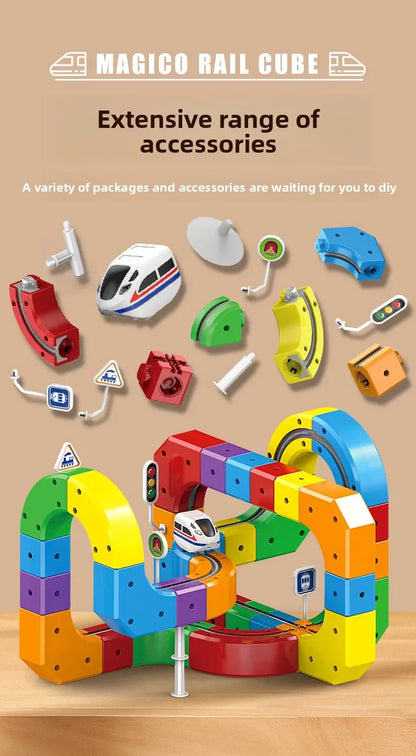 Kids Magnetic Rail Car Cube Toys Educational Toy