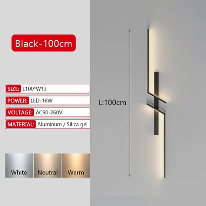 Long Strip LED Wall Lamp Modern Remote Control Dimming Living Roomdecor