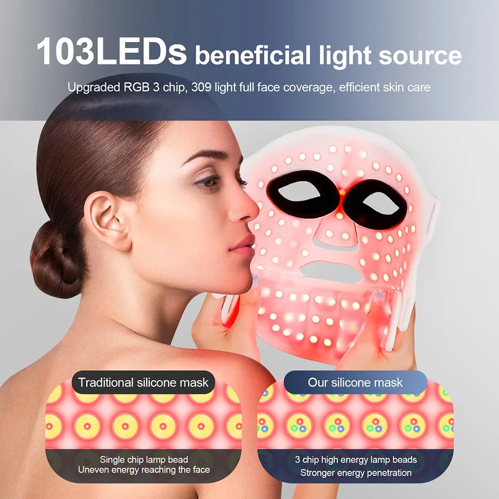 Silicone LED Mask Face With Neck 7 Colors LED Photo