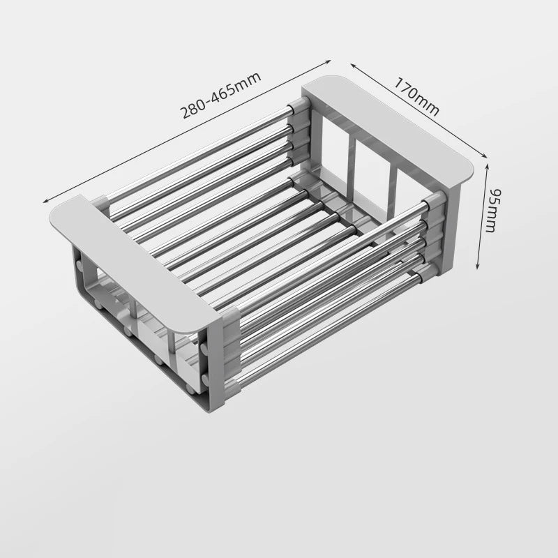Retractable Over Sink Dish Rack Stainless Steel