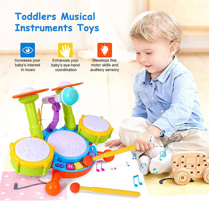 Kids Drum Set Toddlers 1-3 Musical Baby Educational Instruments