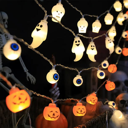 Halloween Decoration Led Light String Pumpkin Skull Head Eyeball Shaped Lamp String