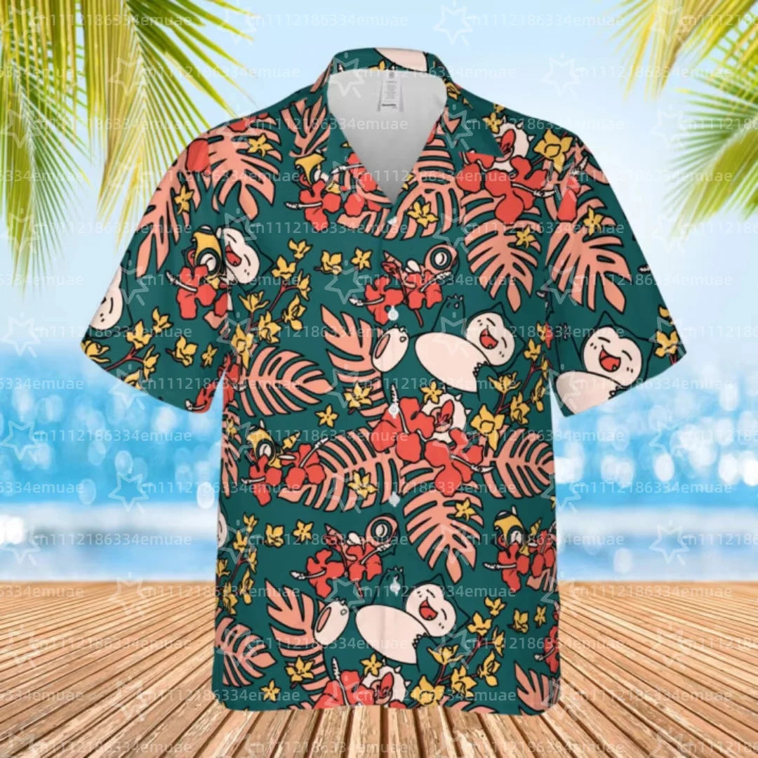 SUMMER New Snorlax Hawaiian Shirt Tropical Anime Aloha Shirt