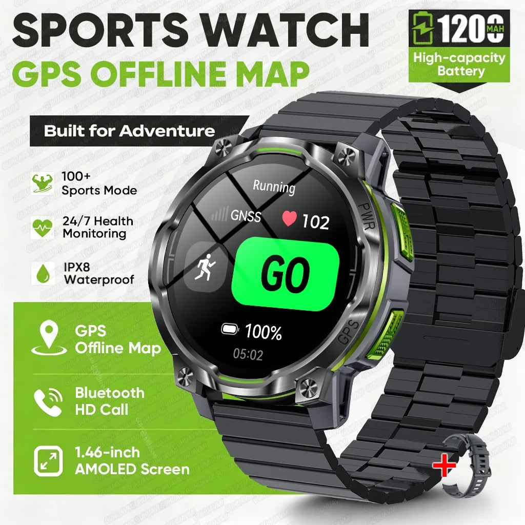 New GPS Map Smart Navigation Watch 1200mAh Battery