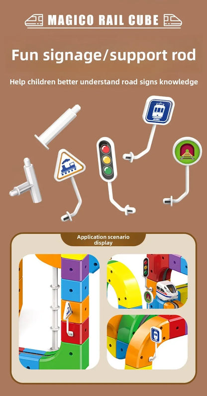 Kids Magnetic Rail Car Cube Toys Educational Toy