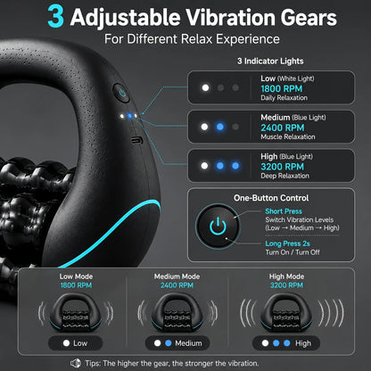 Vibrating Handheld Massage Roller Adjustable Speed