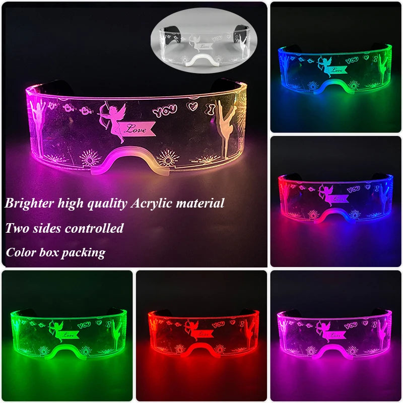 New Acrylic Luminous Glowing Cyberpunk Glasses LED Light