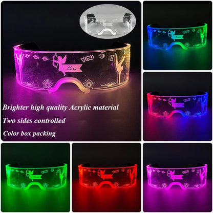 New Acrylic Luminous Glowing Cyberpunk Glasses LED Light
