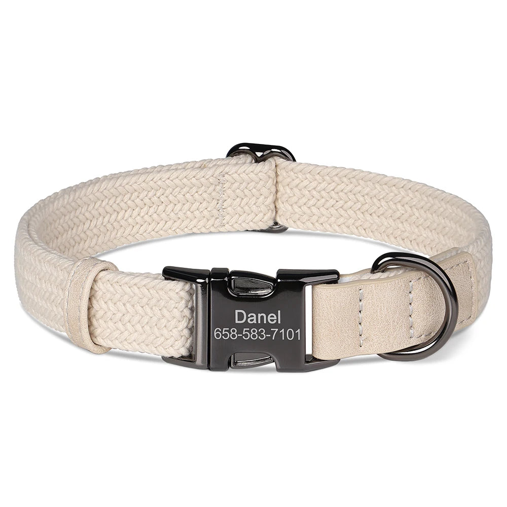 Custom Dog Collar Durable Nylon Free Engraved Pet Name
