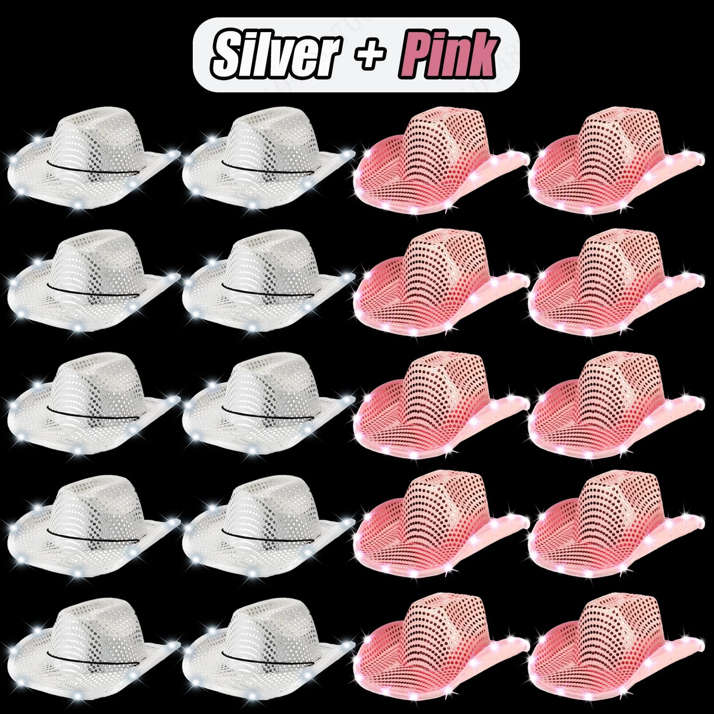LED Cowboy Hats Bulk for Wedding Lighting up Party Hats