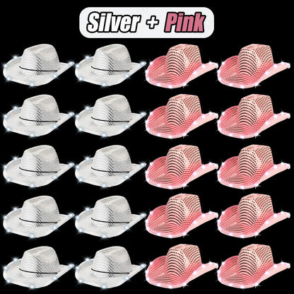 LED Cowboy Hats Bulk for Wedding Lighting up Party Hats
