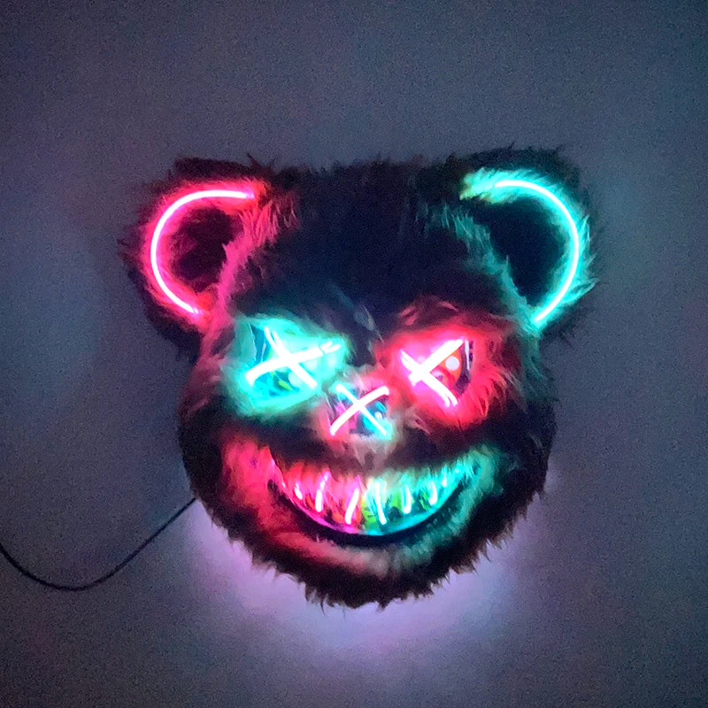 Halloween Horror Light Up Mask Glowing Bloody Bear Killer Mask