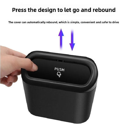 Car Trash Bin Kit Black Square Pressing With Lid