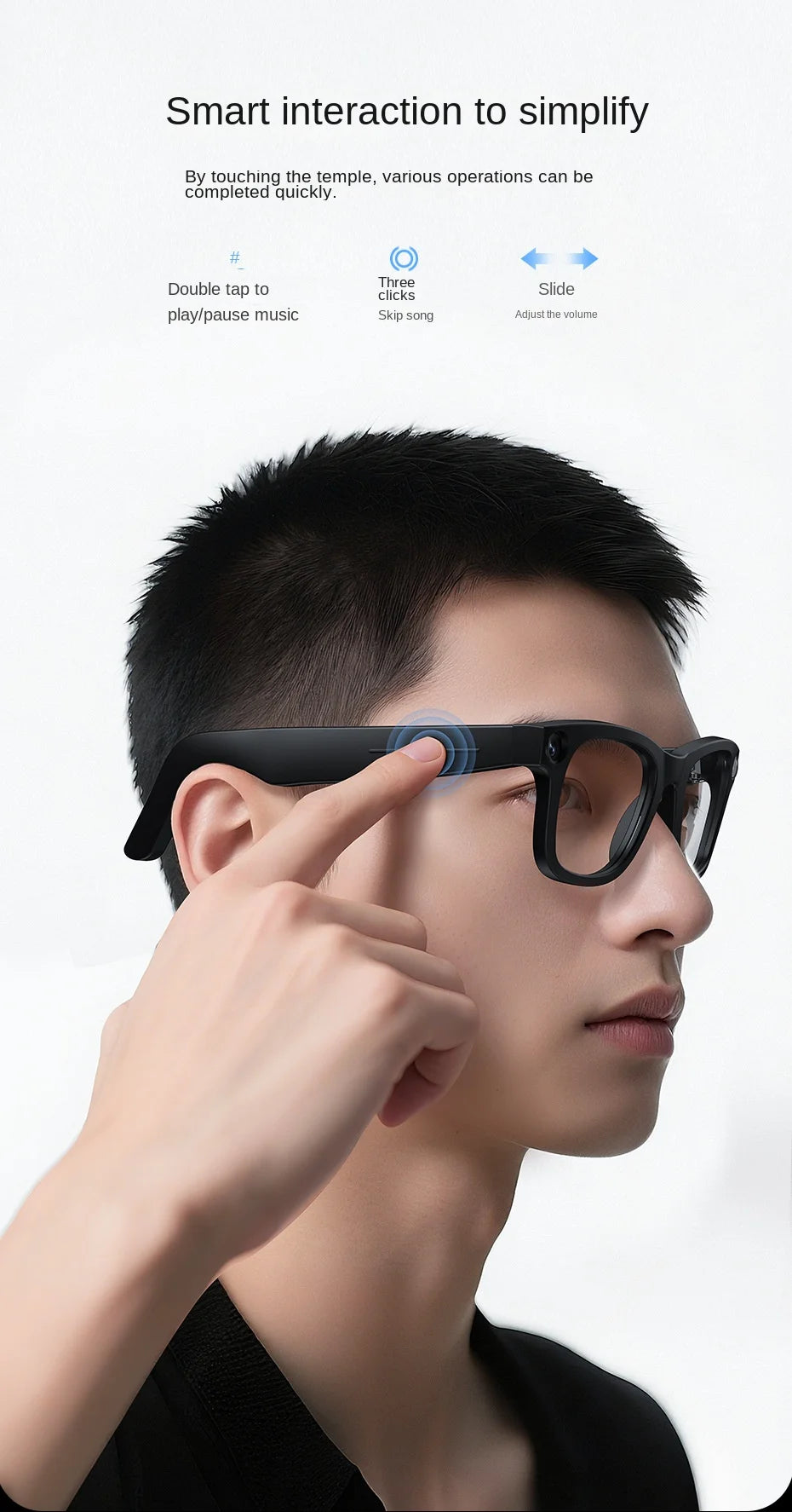 Smart Glasses AR AI Translation 4K Camera Bluetooth Call Touch Control