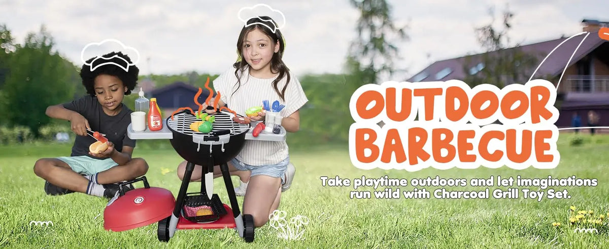 Kitchen Toy Set BBQ Play Grill, Cooking Toy Set for Kids