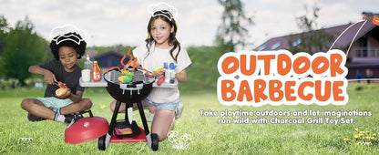 Kitchen Toy Set BBQ Play Grill, Cooking Toy Set for Kids