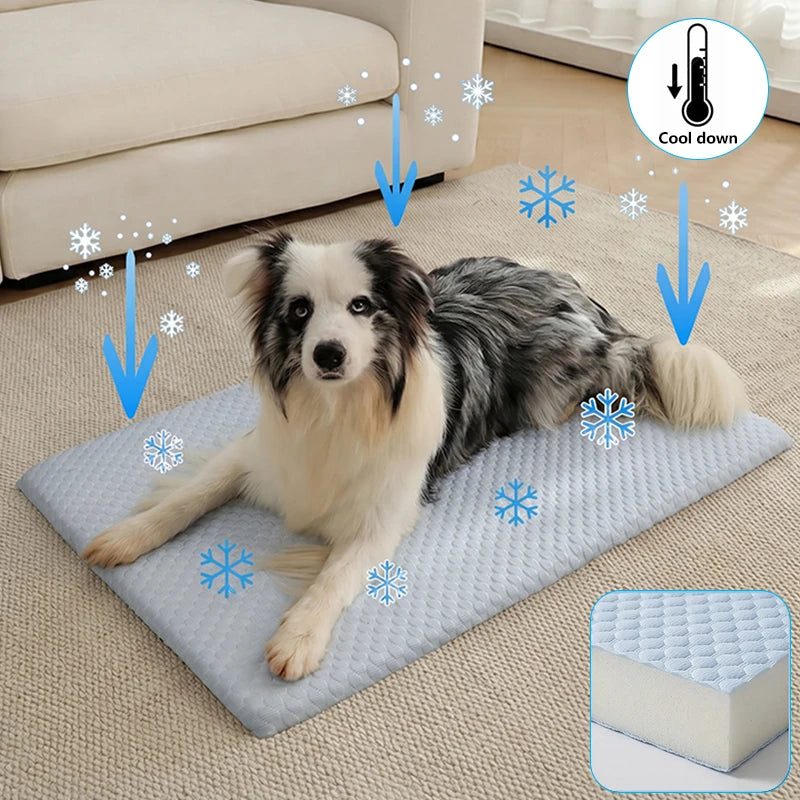 New Summer Ice Silk Cooling Pet Mat Thick Breathable Bed