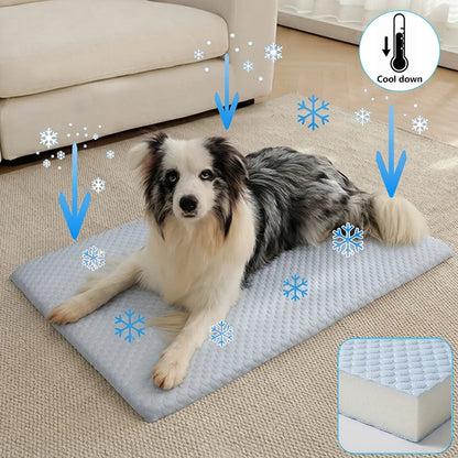 New Summer Ice Silk Cooling Pet Mat Thick Breathable Bed