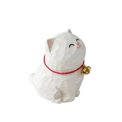 Cute Cat Animals Figurine Decorative Wooden Ornament