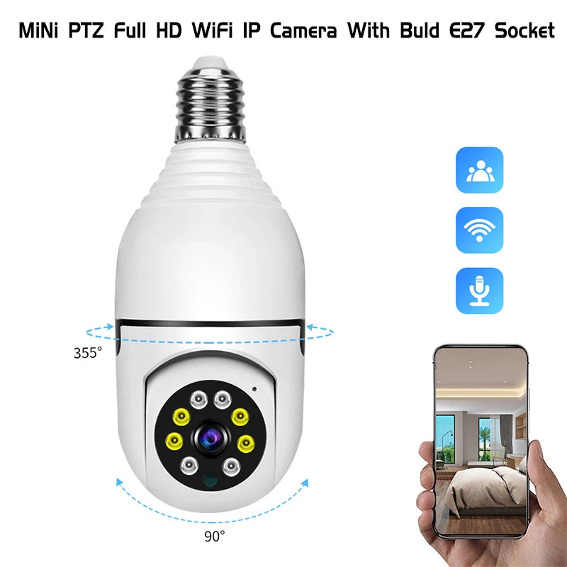 1080P HD E27 Bulb Surveillance Camera Anti-theft Outdoor