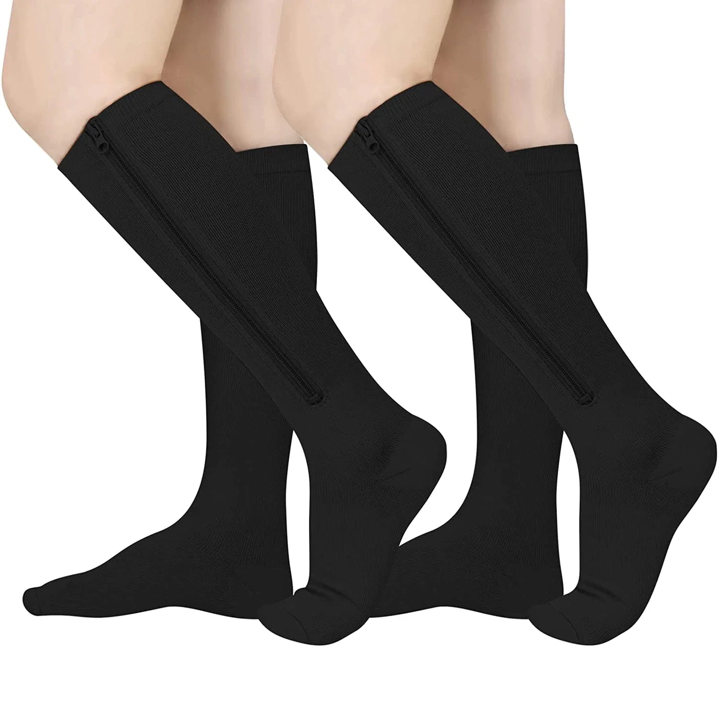 1 Pair Zipper Compression Socks Women Men Pain Relief