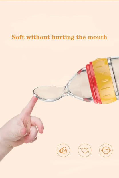 Safe Useful Silicone Baby Bottle with Spoon Food Supplement