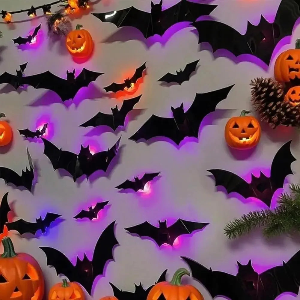 Halloween Bat/Spider Decor Night Light 3D Purple/Green Lights