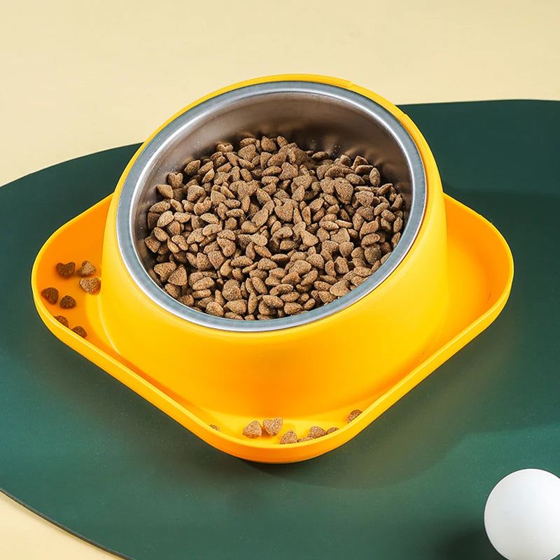 Tilted Cat Bowl Stainless Steel Neck Protection Anti Slip