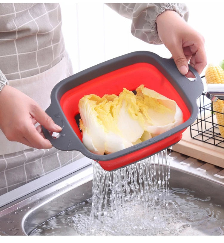 Silicone Folding Drainer Basket Portable Kitchen Strainer