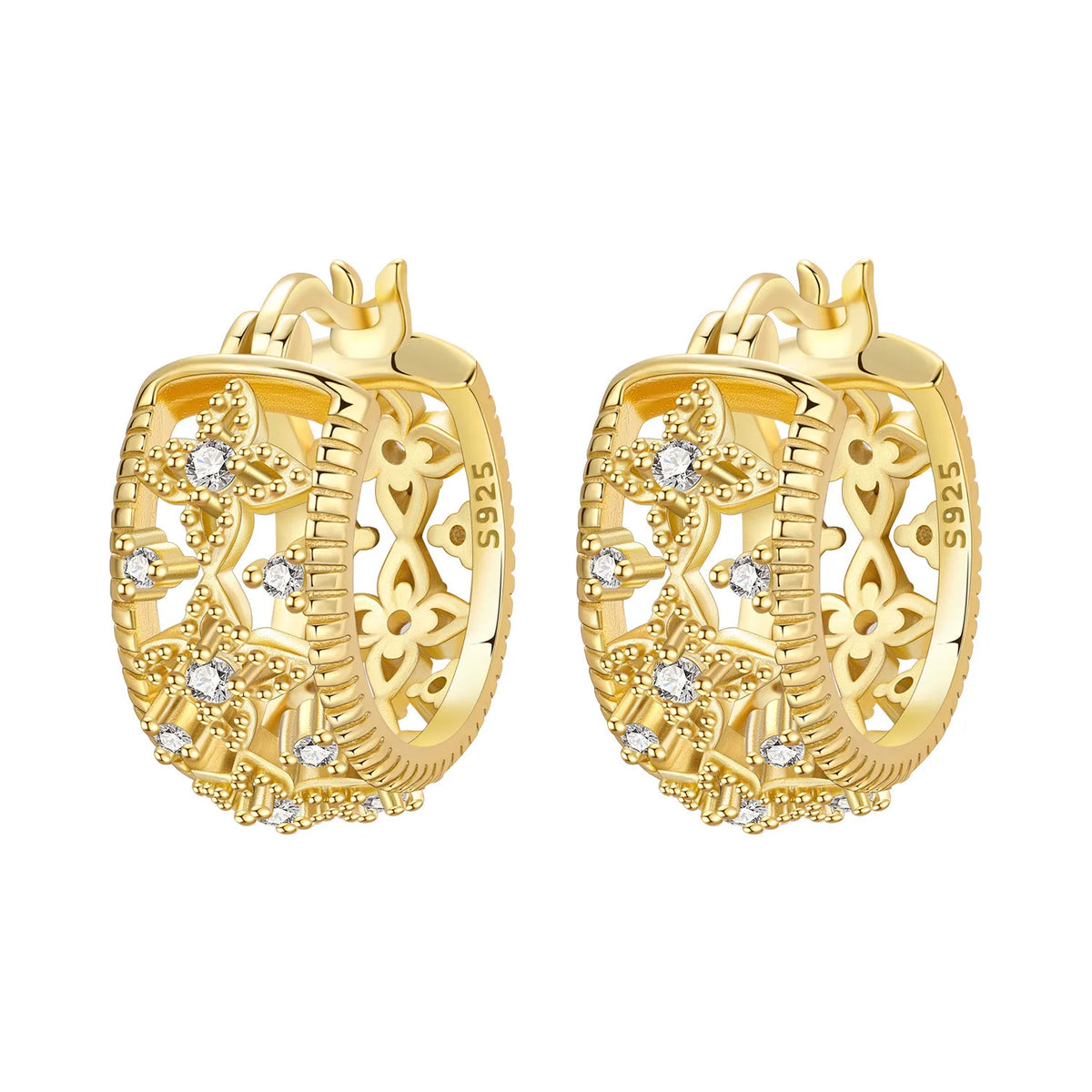 New 925 Sterling Silver 18K Gold Plated Cherry Blossom Butterfly