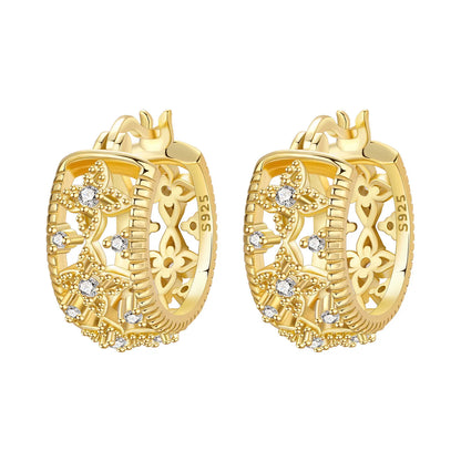 New 925 Sterling Silver 18K Gold Plated Cherry Blossom Butterfly